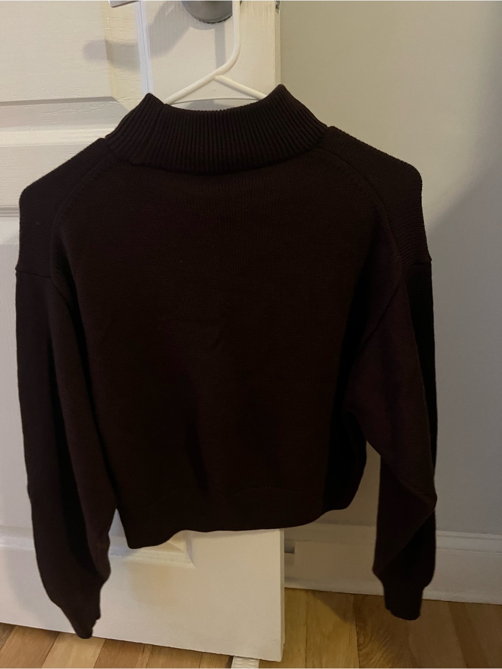 Wilfred Cropped Turtleneck Sweater in Dark Brown
